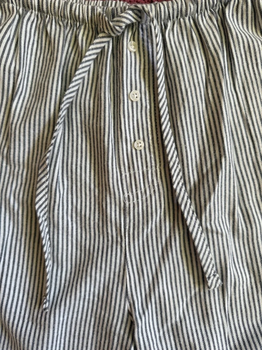Women’s Relaxed Drawstring Stripe Pants - White/Grey - Picture 2 of 3